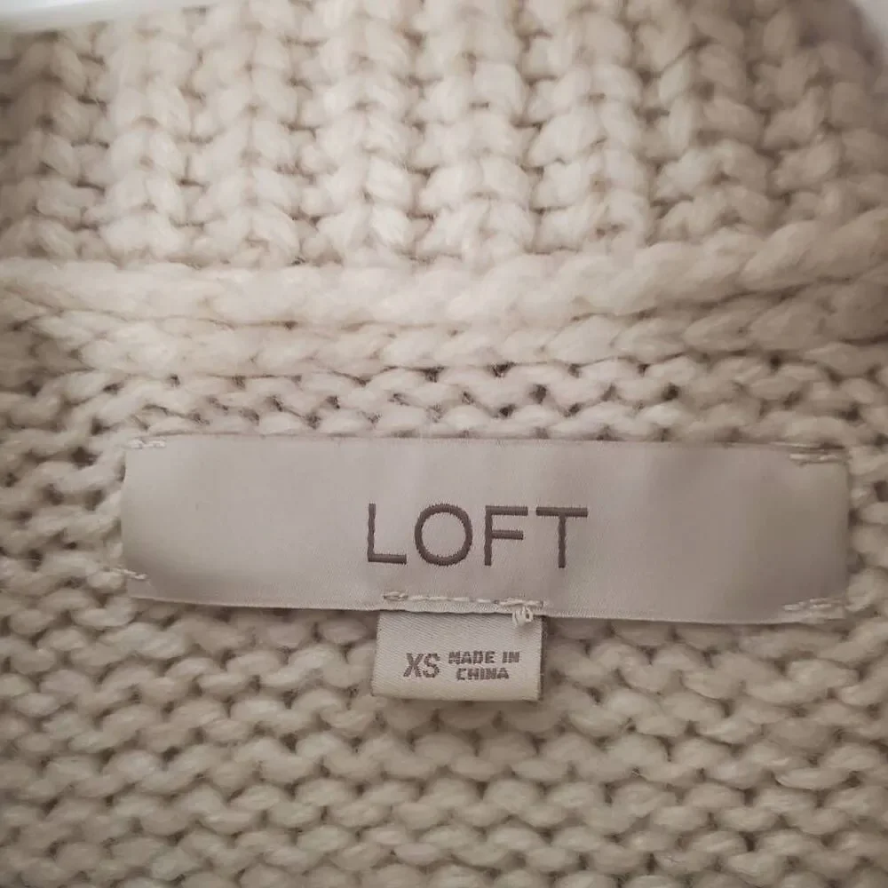 LOFT‎ Zig Zag Cowl Turtle Neck Knit Wool Blend Pullover Sweater Multicolor XS